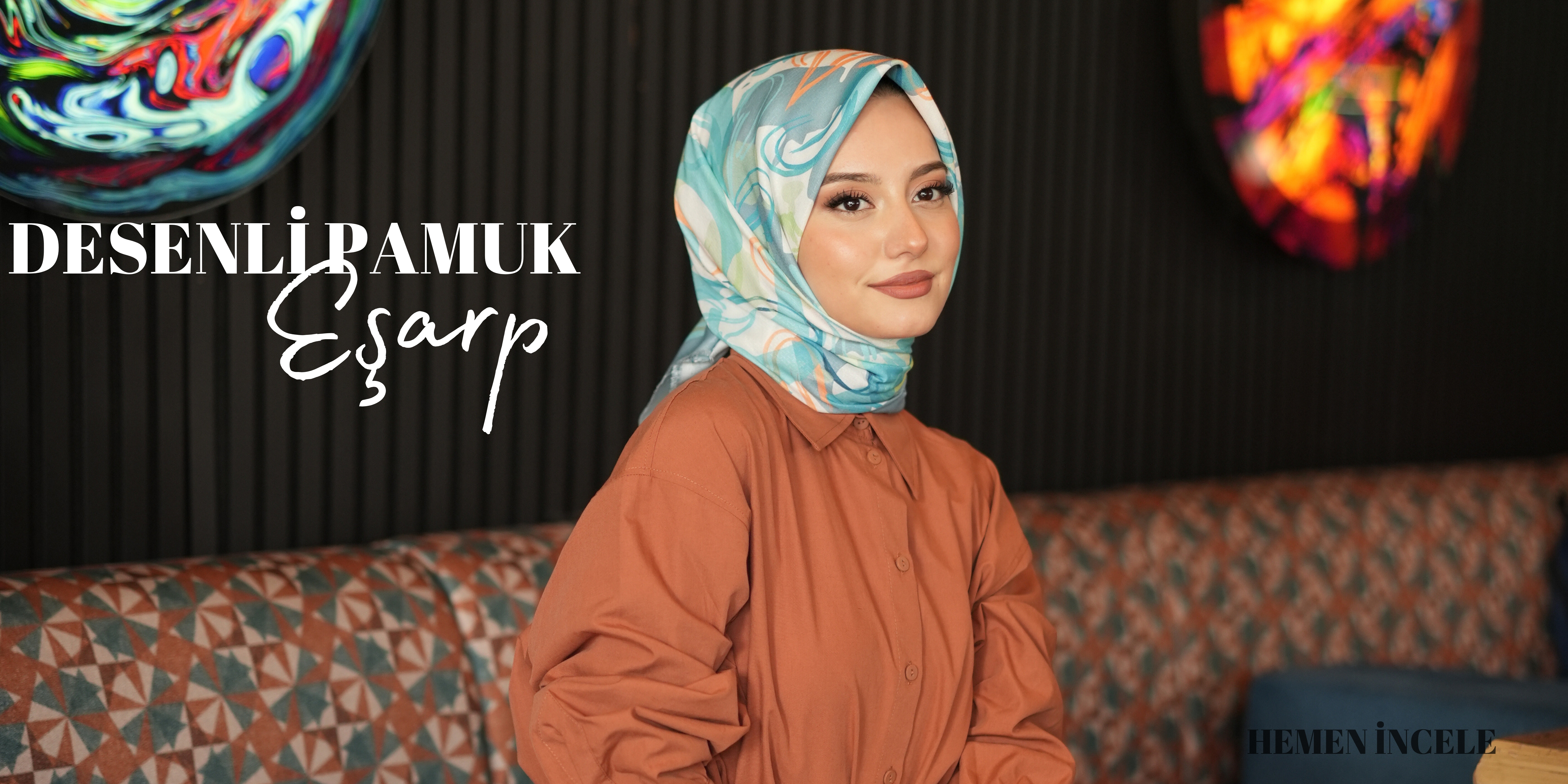 Desenli Pamuk Eşarp