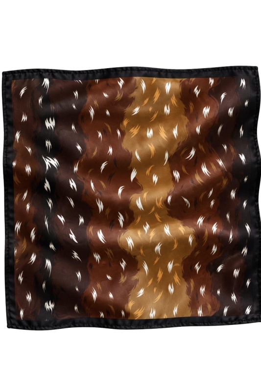 Ceylan Desen Kahve-Taba Soft Bandana Fular 50x50 cm - 5