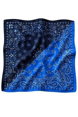 Çift Renk Desen Saks Mavisi Soft Bandana Fular 50x50 cm - 3