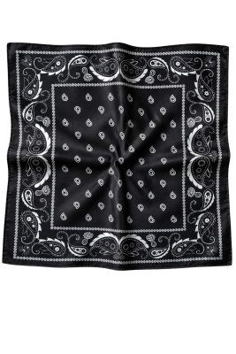 Damla Desen Siyah-Beyaz Soft Bandana Fular 50x50 cm - 4