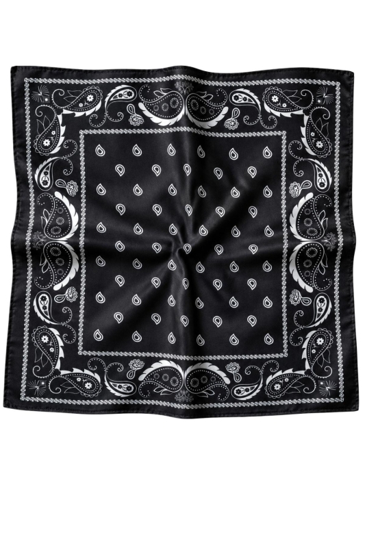 Damla Desen Siyah-Beyaz Soft Bandana Fular 50x50 cm - 4