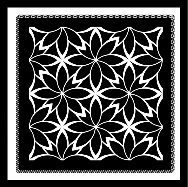 Desenli Fular Beyaz-Siyah - 3