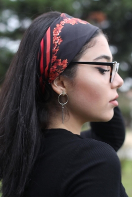 Desenli Fular Bordo - 2