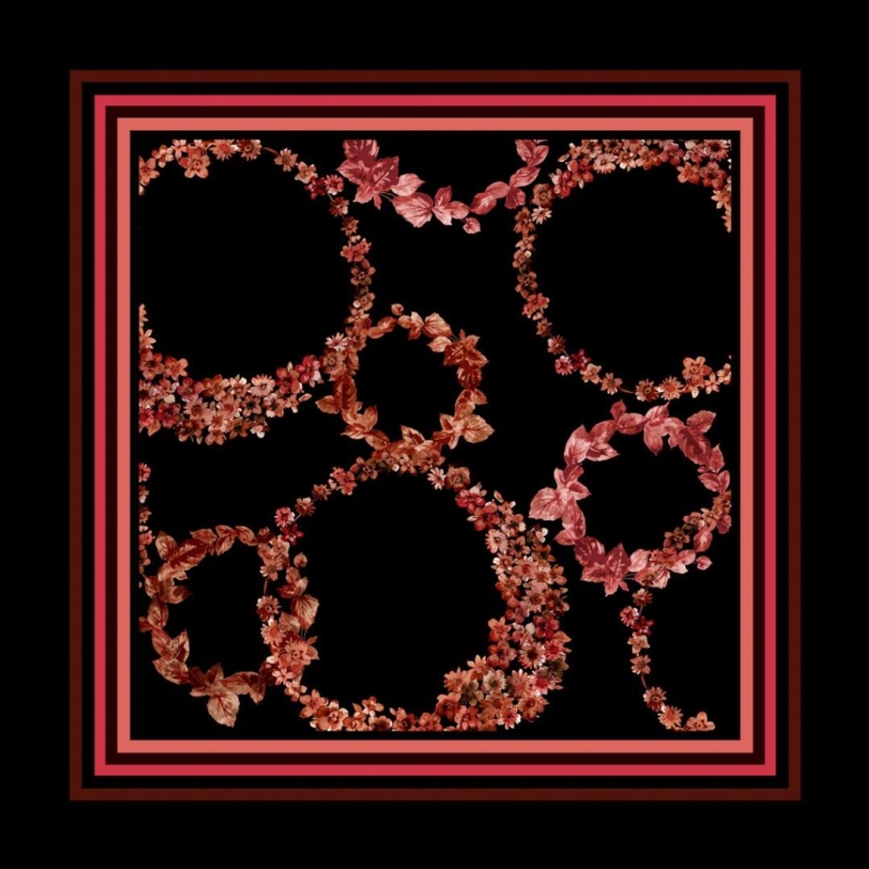 Desenli Fular Bordo - 3
