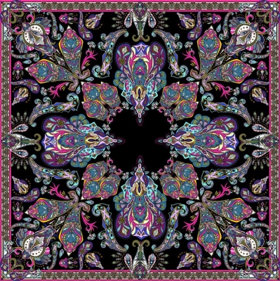 Desenli Fular Fuşya - 3