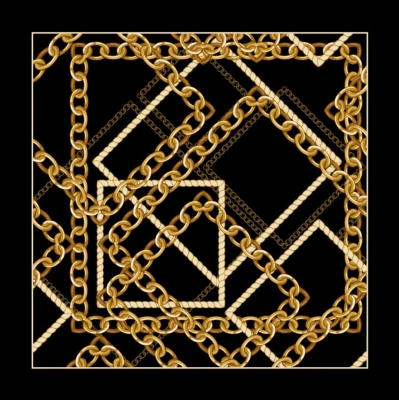 Desenli Fular Siyah-Gold - 3