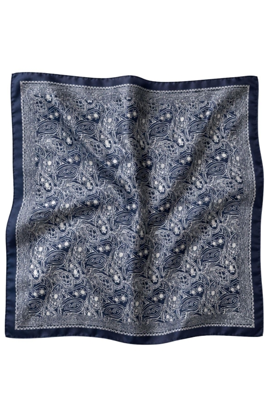 Motif Desen Gece Mavisi Soft Bandana Fular 50x50 cm - 4