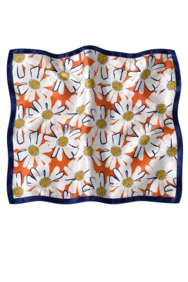 Papatya Desen Turuncu-Sarı Soft Bandana Fular 50x50 cm - 5
