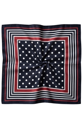 Puantiye Çerçeve Desen Siyah-Kırmızı Soft Bandana Fular 50x50 cm - 3