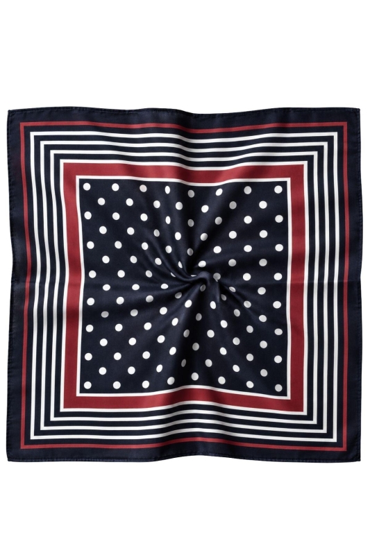 Puantiye Çerçeve Desen Siyah-Kırmızı Soft Bandana Fular 50x50 cm - 3