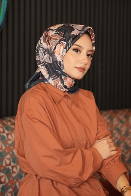 Şakayık Desen Taba Pamuk Eşarp - Afvente