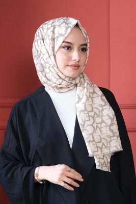 Geometrik Desen Bej Pamuk Şal 