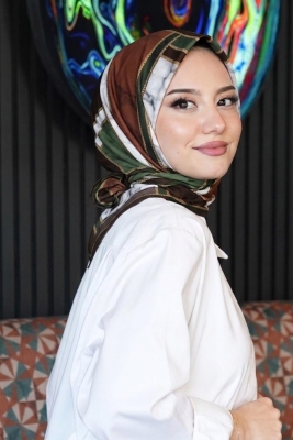 Mermer Desen Bronz Soft Pamuk Eşarp 