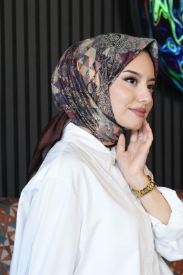 Paisley Desen Bordo Soft Pamuk Eşarp 