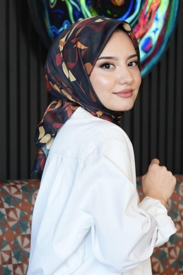 Yaprak Desen Sarı Soft Pamuk Eşarp 
