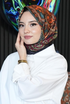 Etnik Desen Bordo Soft Pamuk Eşarp 