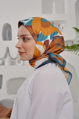 Yaprak Desen Yeşil Soft Pamuk Eşarp - Afvente