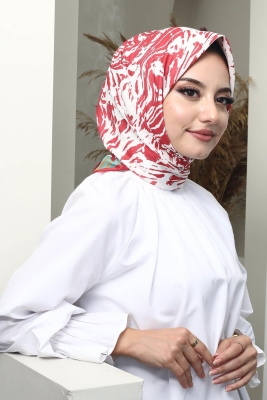 Dalgalı Desen Bordo Soft Pamuk Eşarp - AFVENTE