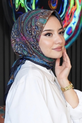 Karma Motif Desen Haki Soft Pamuk Eşarp - 1