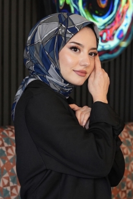 Kesişim Desen Siyah Soft Pamuk Eşarp - 1