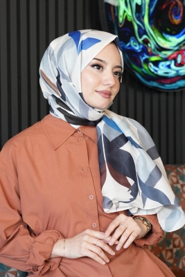 Soyut Desen Bej Soft Pamuk Şal 