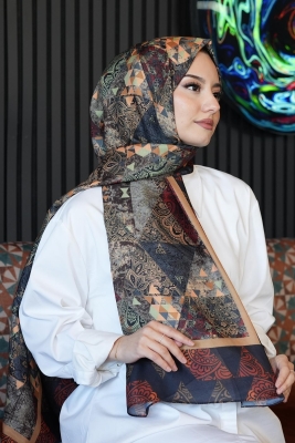 Paisley Desen Kahverengi Soft Pamuk Şal - 3