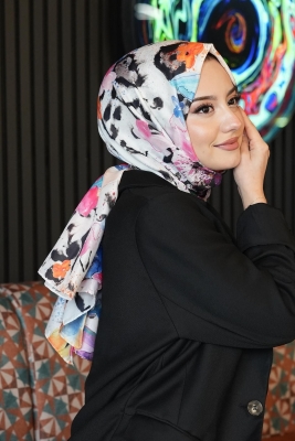 Çiçek Desen Renkli Soft Pamuk Şal 