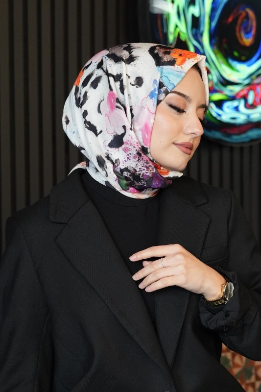 Çiçek Desen Renkli Soft Pamuk Şal - 2