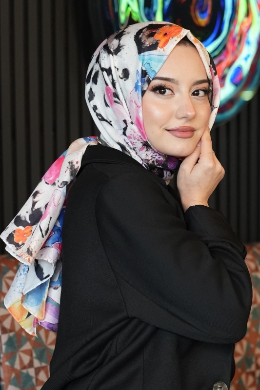Çiçek Desen Renkli Soft Pamuk Şal - 4