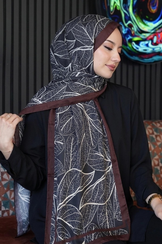 Mermer Desen Bordo Soft Pamuk Şal - 1