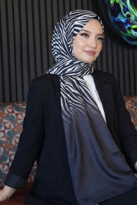 Dalgalı Desen Gri Soft Pamuk Şal 