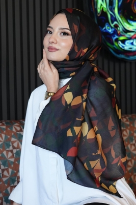 Yaprak Desen Koyu Yeşil Soft Pamuk Şal 