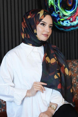 Yaprak Desen Koyu Yeşil Soft Pamuk Şal - 2