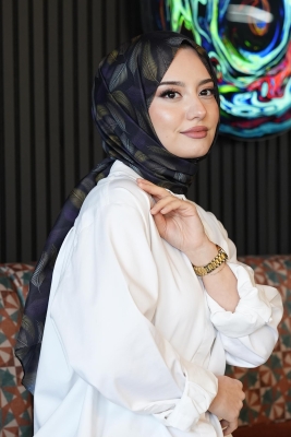 Dalgalı Desen Mor Soft Pamuk Şal 