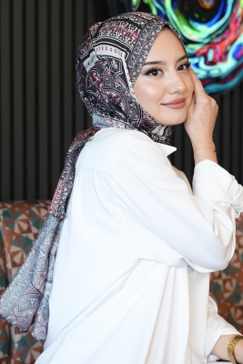 Paisley Desen Kırmızı Soft Pamuk Şal 