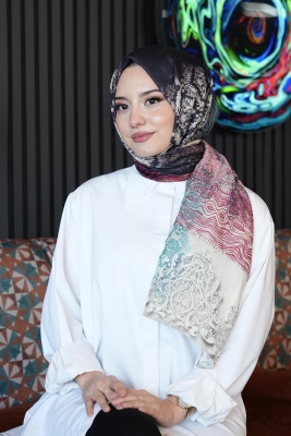 Dalgalı Desen Yeşil Soft Pamuk Şal 