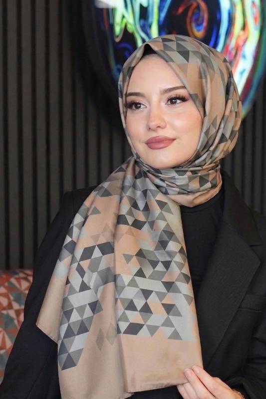 Üçgen Desen Vizon Soft Pamuk Şal - 1