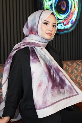 Akverel Desen Gül Kurusu Soft Pamuk Şal - 1