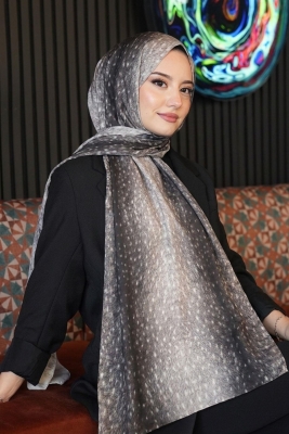 Ceylan Desen Antrasit Soft Pamuk Şal - 1