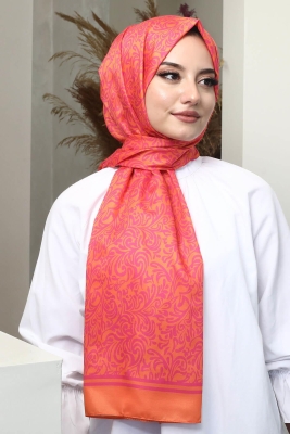 Damaks Desen Kırmızı Soft Pamuk Şal - Afvente