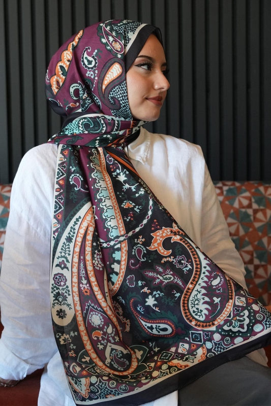 Damla Motif Desen Bordo Soft Pamuk Şal - 2