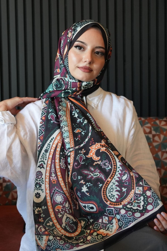 Damla Motif Desen Bordo Soft Pamuk Şal - 1
