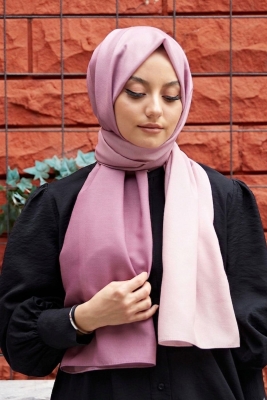 Degrade Desen Gül Kurusu-Pudra Soft Pamuk Şal - 1