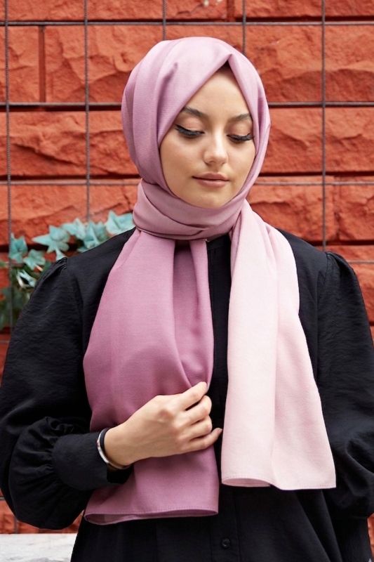 Degrade Desen Gül Kurusu-Pudra Soft Pamuk Şal - 1