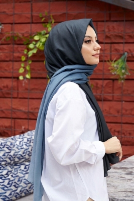 Degrade Desen Siyah-Füme Soft Pamuk Şal - 1