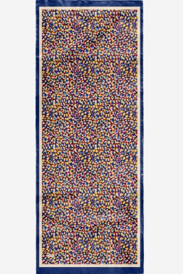 Leopar Desen Lacivert Soft Pamuk Şal - 6