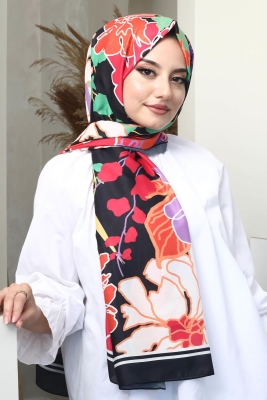 Çiçek Desen Renkli Soft Pamuk Şal - AFVENTE
