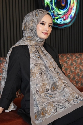Ekose Paisley Desen Vizon Soft Pamuk Şal - 1