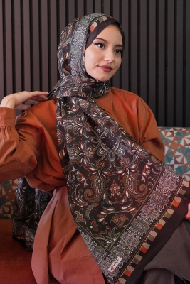 Etnik Desen Siyah Soft Pamuk Şal - 2