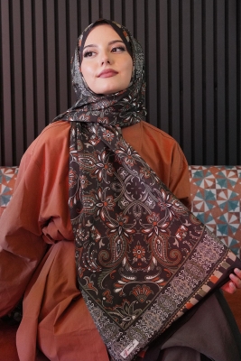 Etnik Desen Siyah Soft Pamuk Şal - Afvente